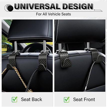 4 Pack Car Seat Headrest Hooks, Purse Bag Hanger Storage Organizer Black