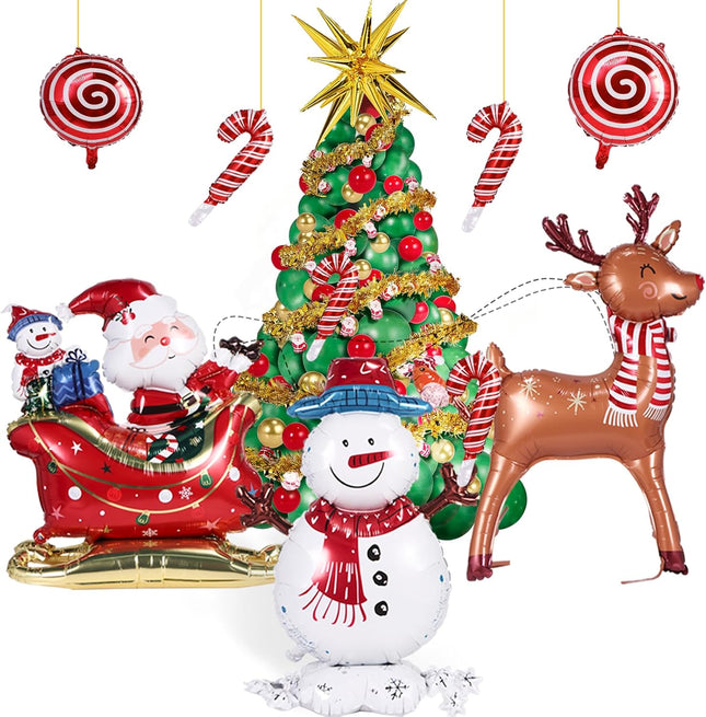 193PCS Christmas Balloon Garland Kit – Tree, Snowman & Santa Decorations