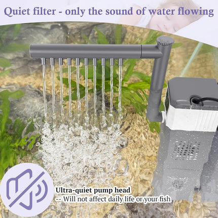 15W Aquarium Filter 210GPH for 25-55 Gallon Fish Tanks, 3-in-1 Submersible Pump