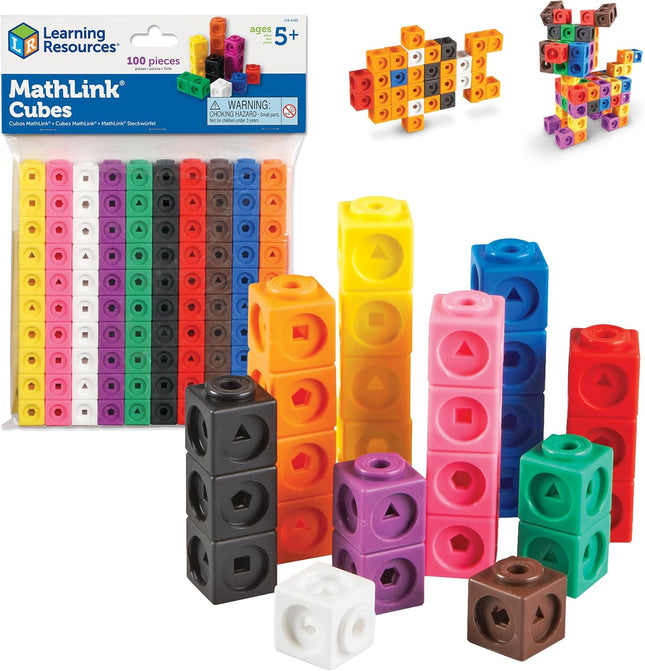 100 MathLink Cubes Set STEM Activities Math Manipulatives Homeschool Kids
