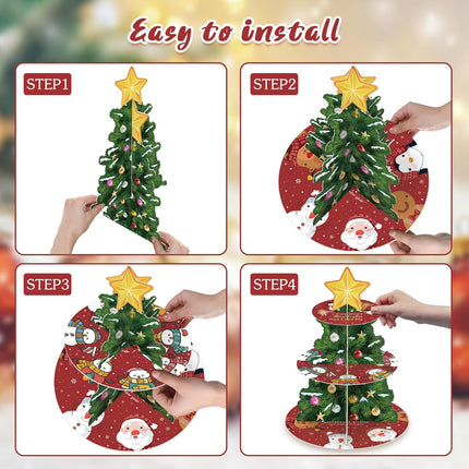 Merry Christmas Cupcake Stand – 3-Tier Dessert Tower for Holiday Parties