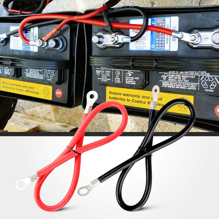 6AWG 20" Battery Inverter Cables, 3/8" Lugs, Tinned Copper Red & Black Wires