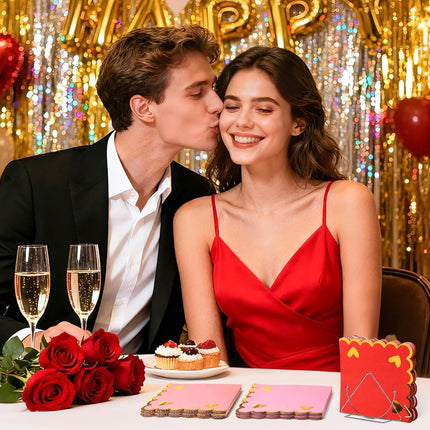48 Pcs Valentine’s Day Cocktail Napkins: Scalloped Heart Paper Napkins with Gold Foil