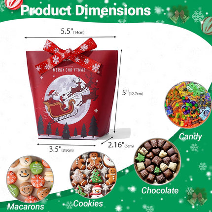 24PCS Christmas Treat Boxes with Ribbons – 6 Pattern Gift Favor Bags