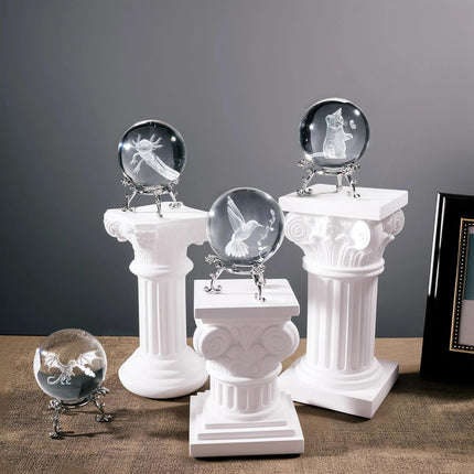 3D Cat Crystal Ball – 60mm Laser Engraved Glass Kitty with Stand, Gift for Women