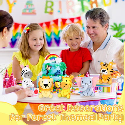 6 PCS Mini Jungle Animal Plush – 4” Stuffed Toys for Gifts & Party Decor