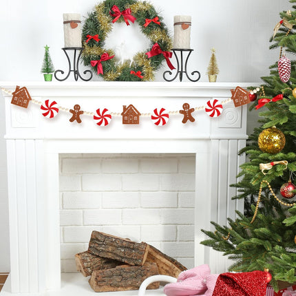 Christmas Tree Garland – 6.5Ft Felt Gingerbread Man & House Ornaments