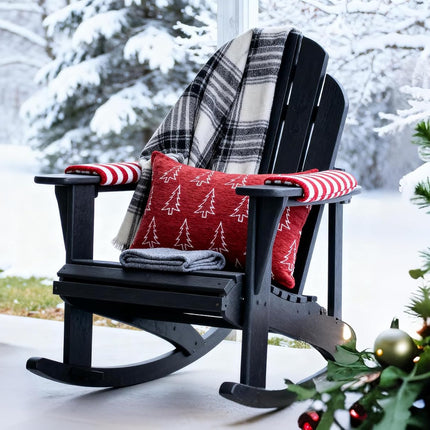 2 Pack Chenille Christmas Pillow Covers 12x20 Red Snowflake & Christmas Tree Cozy Farmhouse Holiday Cushion