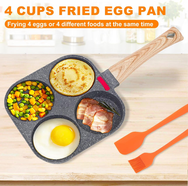 4-Cup Egg Cooker Pan – Nonstick Omelette Skillet for Gas & Induction Cooking