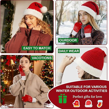 Women’s Winter Hat, Gloves & Socks Set – Knitted Beanie for Cold Weather