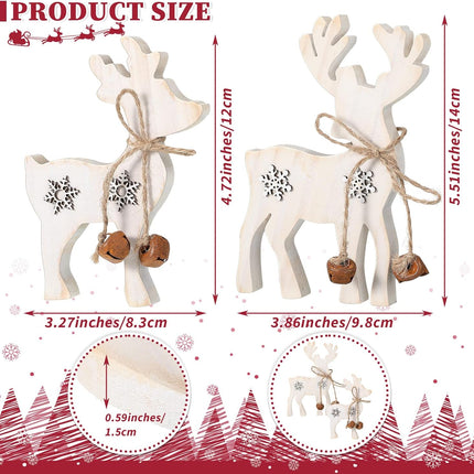 2PCS Wooden Reindeer Christmas Decorations – Tabletop Indoor & Outdoor Decor