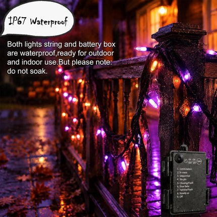 9.9FT 30LED Halloween Gauze String Lights, Orange Purple, 8 Modes & Timer