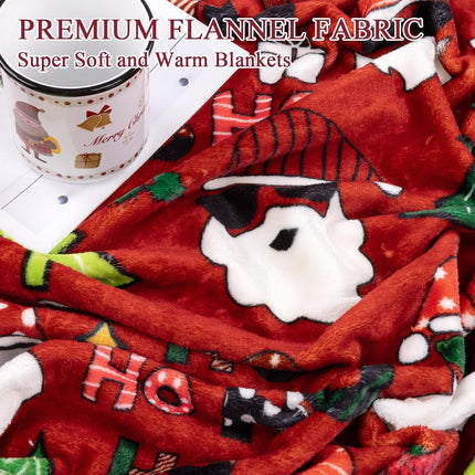 Christmas Throw Blanket – Santa Claus & Tree Printed Soft Fleece 50x60
