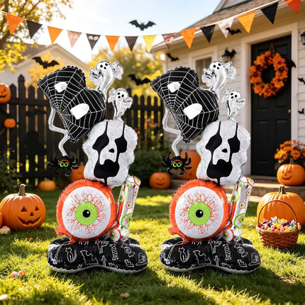2-Pack 3.8FT Standing BOO Balloons with Base, Halloween Party & Haunted House Decor