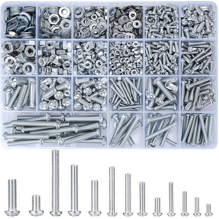 1080-Piece Metric Screw, Bolt & Nut Assortment Kit M3-M6 with Washers