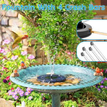 Upgraded Solar Water Fountain – 6 Nozzles, Floating Pump for Bird Bath & Garden