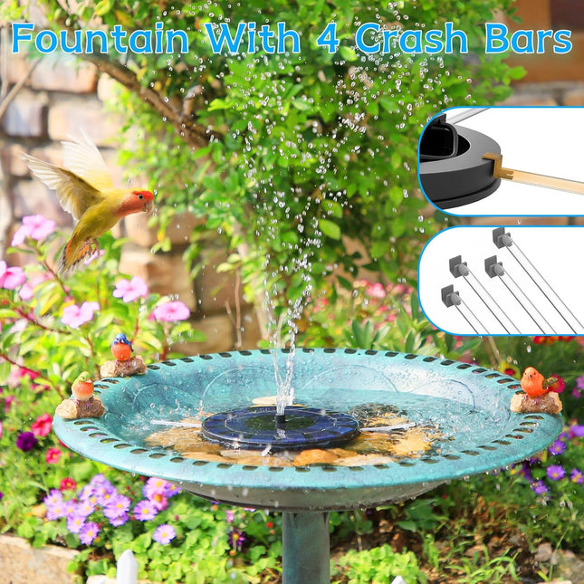 Upgraded Solar Water Fountain – 6 Nozzles, Floating Pump for Bird Bath & Garden