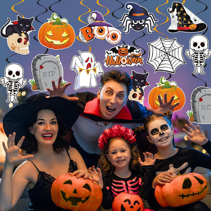 40-Piece Halloween Hanging Swirls, Pumpkin Spider Ghost Ceiling Streamers Party Decor