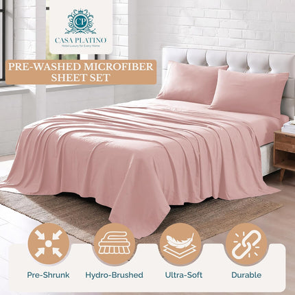 4-Piece Queen Sheet Set, Soft Brushed Microfiber, 15" Deep Pocket, Sepia Rose