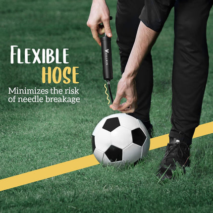 Sports Ball Hand Pump with 4 Needles 2 Nozzles Hose for Soccer Basketball