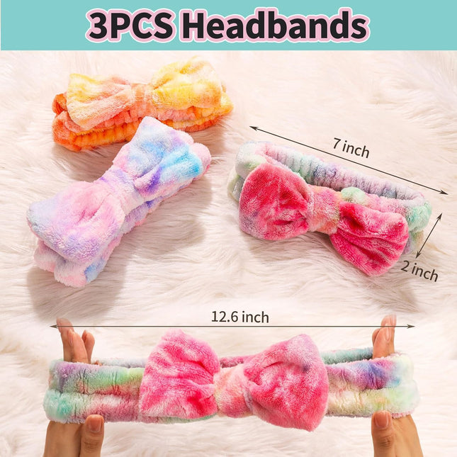 6PCS Spa Headband Set Makeup Face Wash Bands Scrunchies Bow Hair Accessories