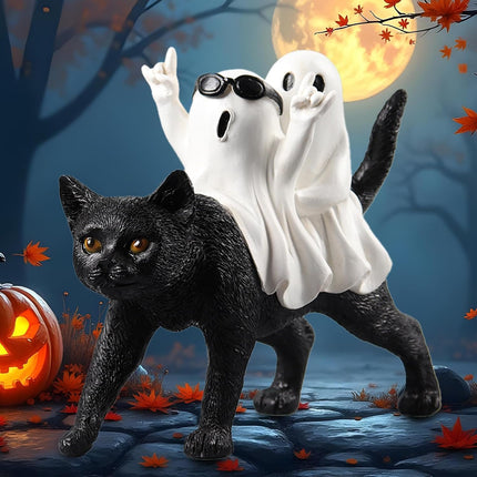 Halloween Ghost & Black Cat Decor, Spooky Indoor Decoration & Gift for Women