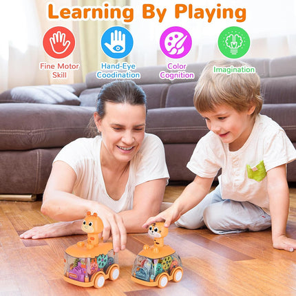 Press and Go Baby Toy Cars – Light-Up Giraffe & Tiger Cars for Toddlers, Gifts