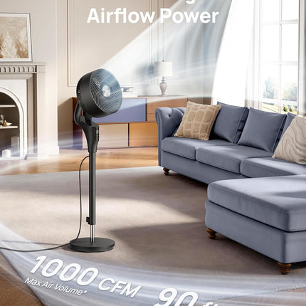 2026 Quiet Pedestal Fan DC Motor 90ft Airflow Oscillating Fan for Bedroom Home