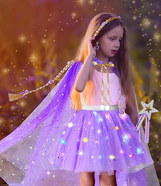 Light Up Princess Dress Up Set for Girls 3–6 – Unicorn Cape, Dress & Crown