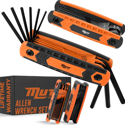 17pc Folding Allen Key Set SAE & Metric Hex Wrench Tool with Size Markings