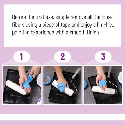 Paint Roller Covers 1/2" x 9" – Pack of 5, Naps for Roller Frames & House Painting