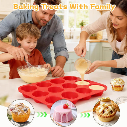 12-Cup Nonstick Silicone Baking Pan – Regular Size Muffin & Cupcake Mold