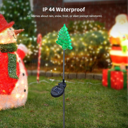 4 Pack Solar Christmas Lights – Santa, Snowman, Tree & Reindeer Yard Stakes