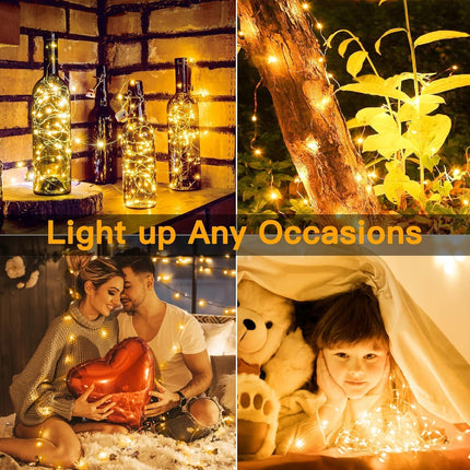 6 Pack Battery Fairy Lights 7ft – 20 LED Silver Wire Mini Twinkle Lights Warm White