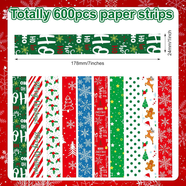 600-Pcs Christmas Paper Chains – Festive Craft Strips for Classroom & Home Decor