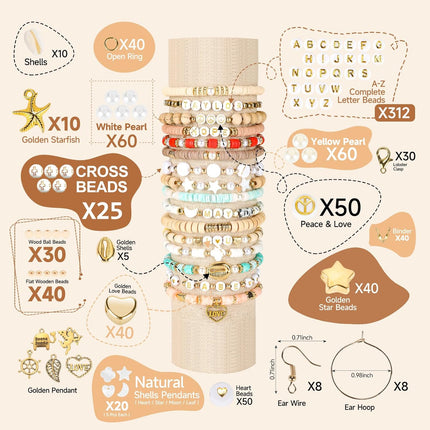 10500Pcs Clay Beads Bracelet Making Kit with Letter Beads Charms Strings