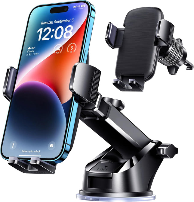 3. TICILFO Phone Mount for Car, Stable Clip Dashboard & Windshield Holder for iPhone
