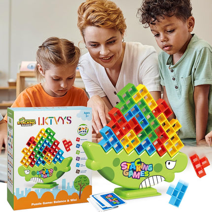 Dinosaur Tower Stack Game 64PCS STEM Balance Toy for Kids & Adults