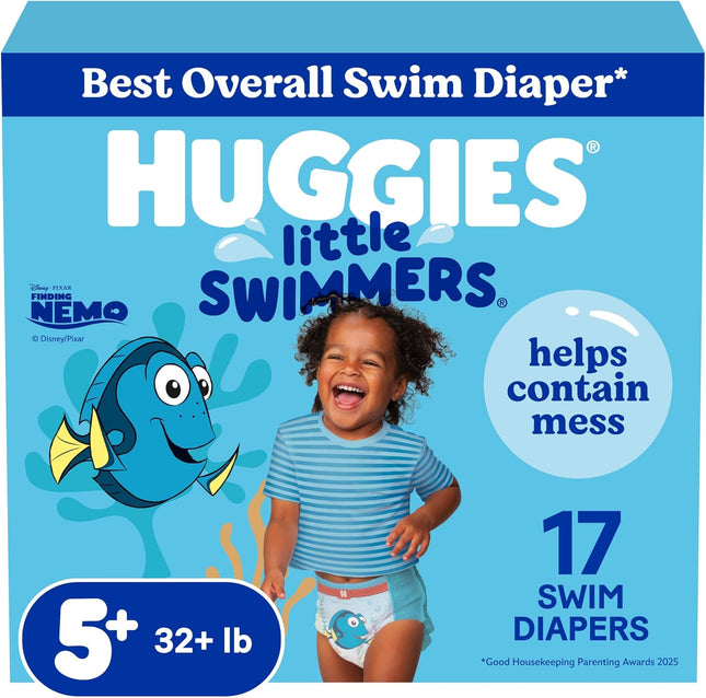 Little Swimmers Disposable Swim Diapers – Size 5-6, 32+ lbs, 17 Count