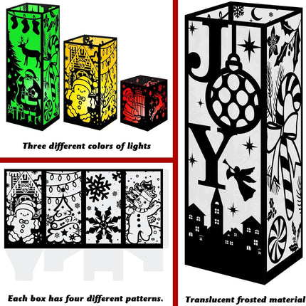 6PCS Merry Christmas LED Lantern Table Centerpieces 3 Sizes Holiday Decor