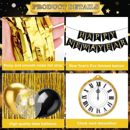 Happy New Year 2026 Party Kit – 46-Pc Gold Balloons, Banner & Countdown Decor