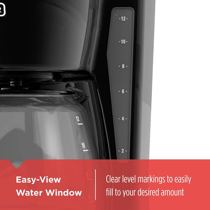 12-Cup Programmable Drip Coffee Maker with Vortex Brewing, Glass Carafe & Auto Shutoff