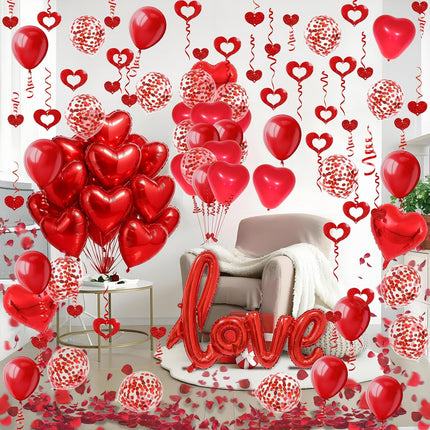 Valentine’s Day Balloon Set: Heart Foil, Latex, Confetti & Streamers for Parties