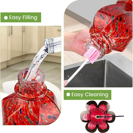 Hummingbird Feeder – Hand Blown Glass, 5 Ports with Ant Moat, 22oz
