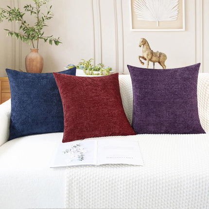 2-Pack Navy Blue Cushion Covers 18x18” – Chenille Pillow Cases for Sofa