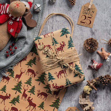 4 Rolls Christmas Wrapping Paper with Tags, Jute String & Gift Bows – 30"x10ft