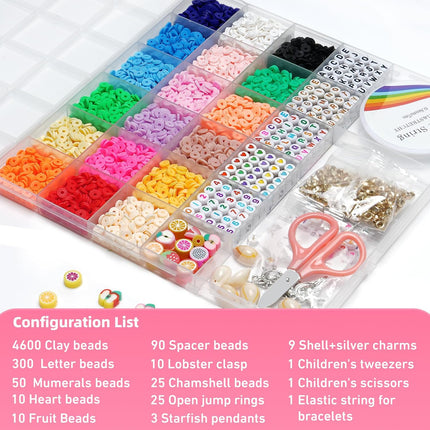 5100Pcs Clay Beads Bracelet Making Kit with Charms for Teen Girls Crafts