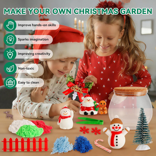 Christmas Terrarium Craft Kit for Kids – LED DIY Xmas Gift Set Ages 4-12