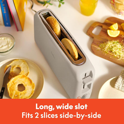 2-Slice Slim Toaster, 10" Slot, 6 Shade Settings, Reheat & Cancel, Oatmilk