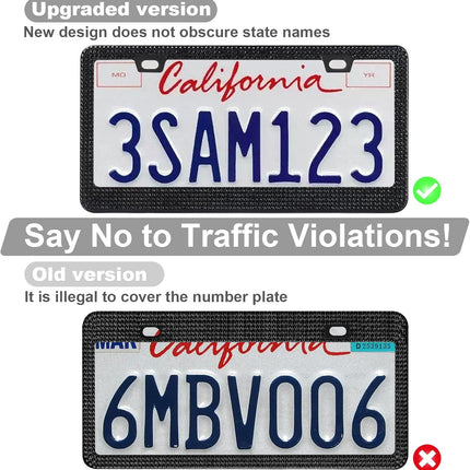 2-Pack Bling License Plate Frames for Women – Sparkly Rhinestone Diamond (Black)